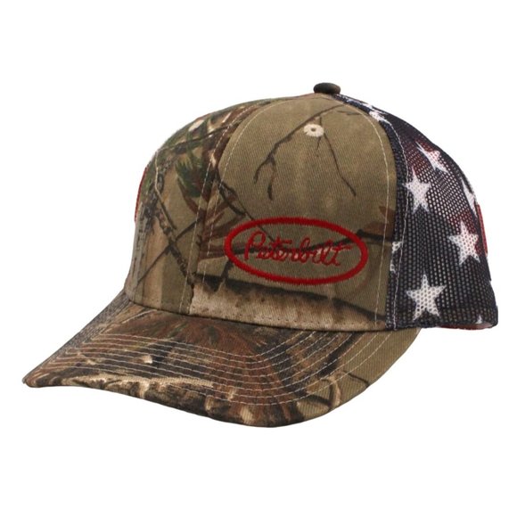 Peterbilt Trucker Hat -CAMO /USA Flag KATY Snap Back Hat - Picture 2 of 4